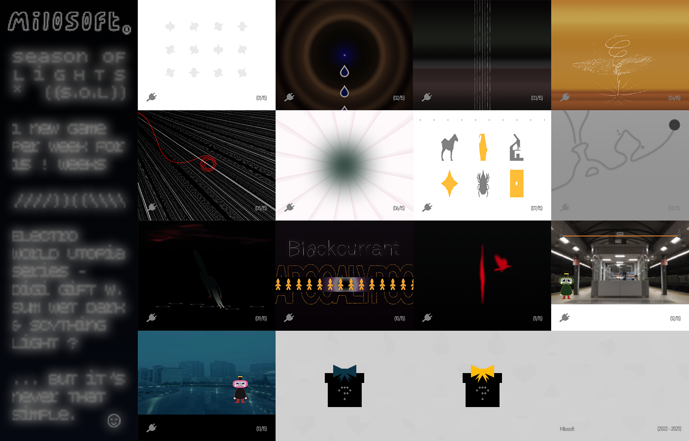 Series of gift boxes, each linked to one of 15 games, releasing one per week for 15 weeks